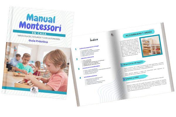 Portada y páginas interiores del Manual Montessori en casa